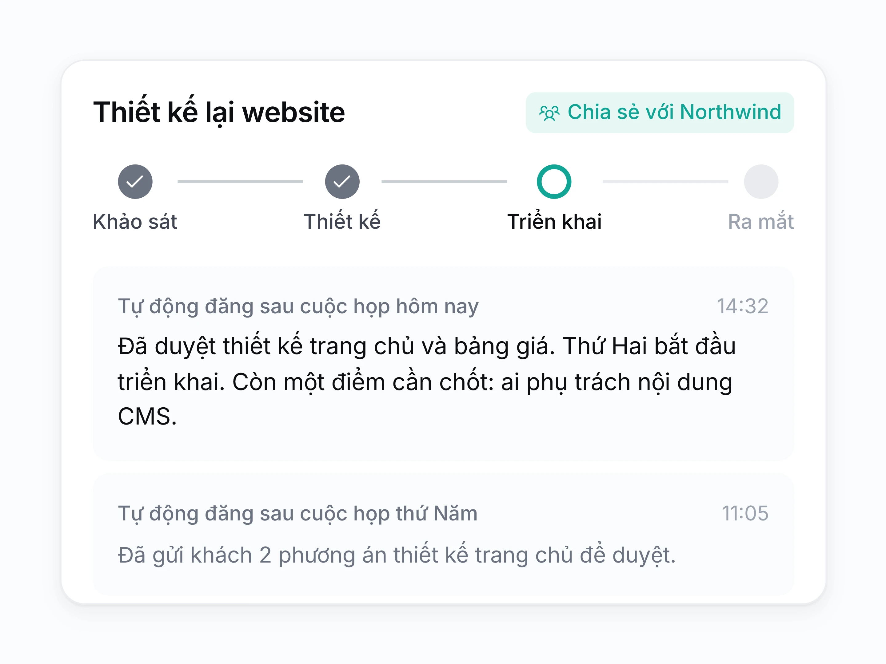 Cập nhật cho khách hàng mà không cần soạn báo cáo