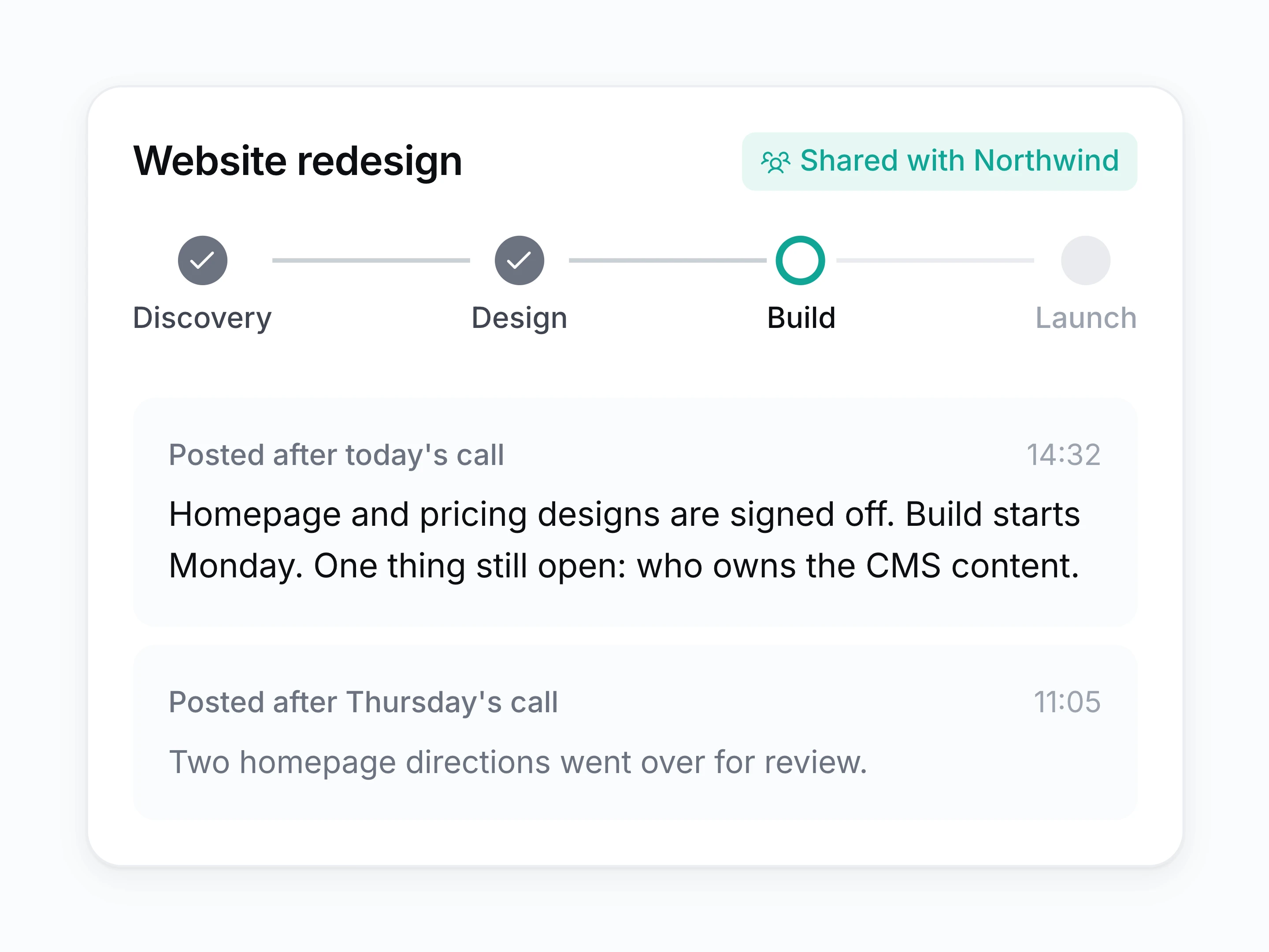 Client updates without writing them