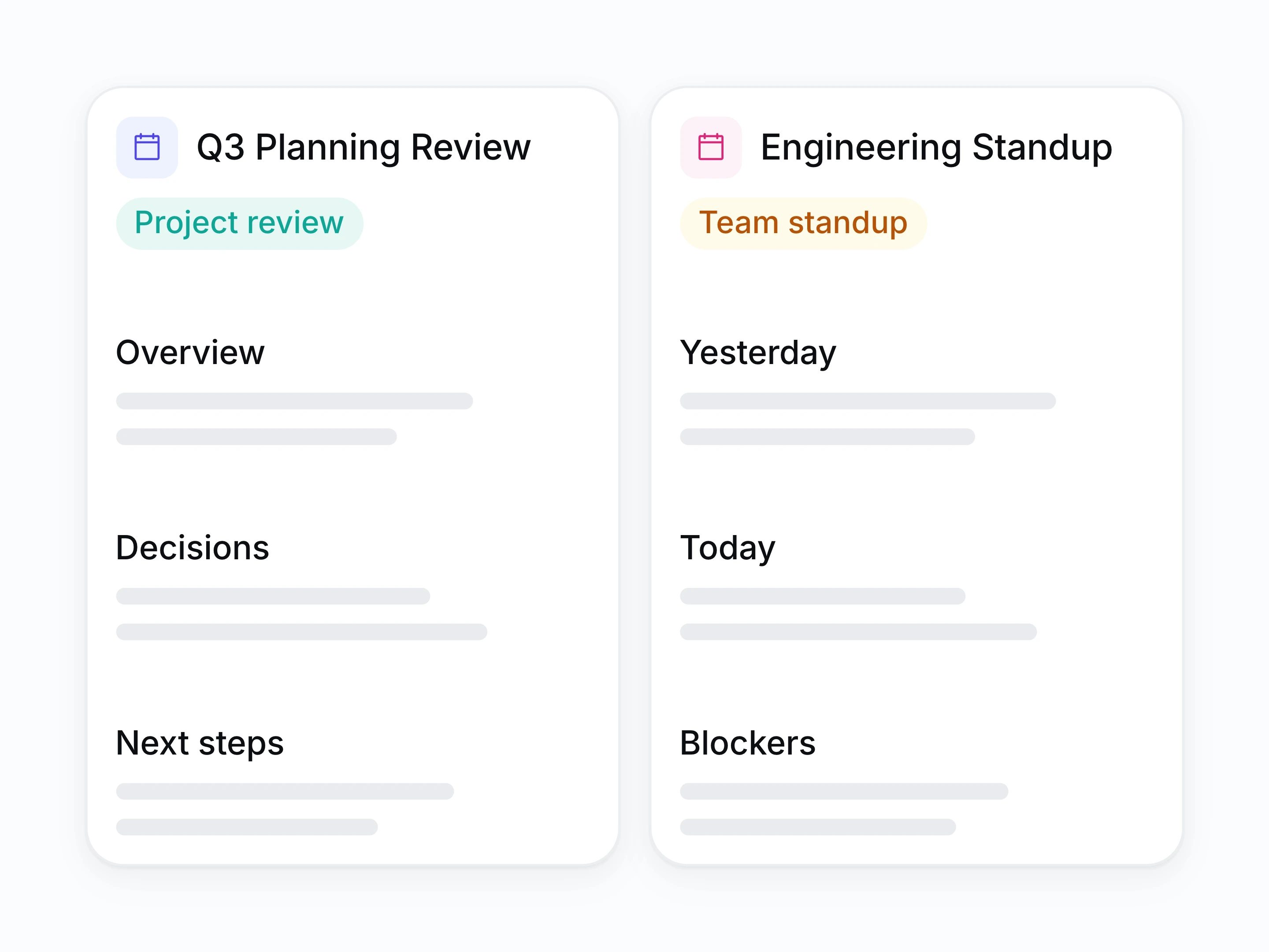 Summary templates