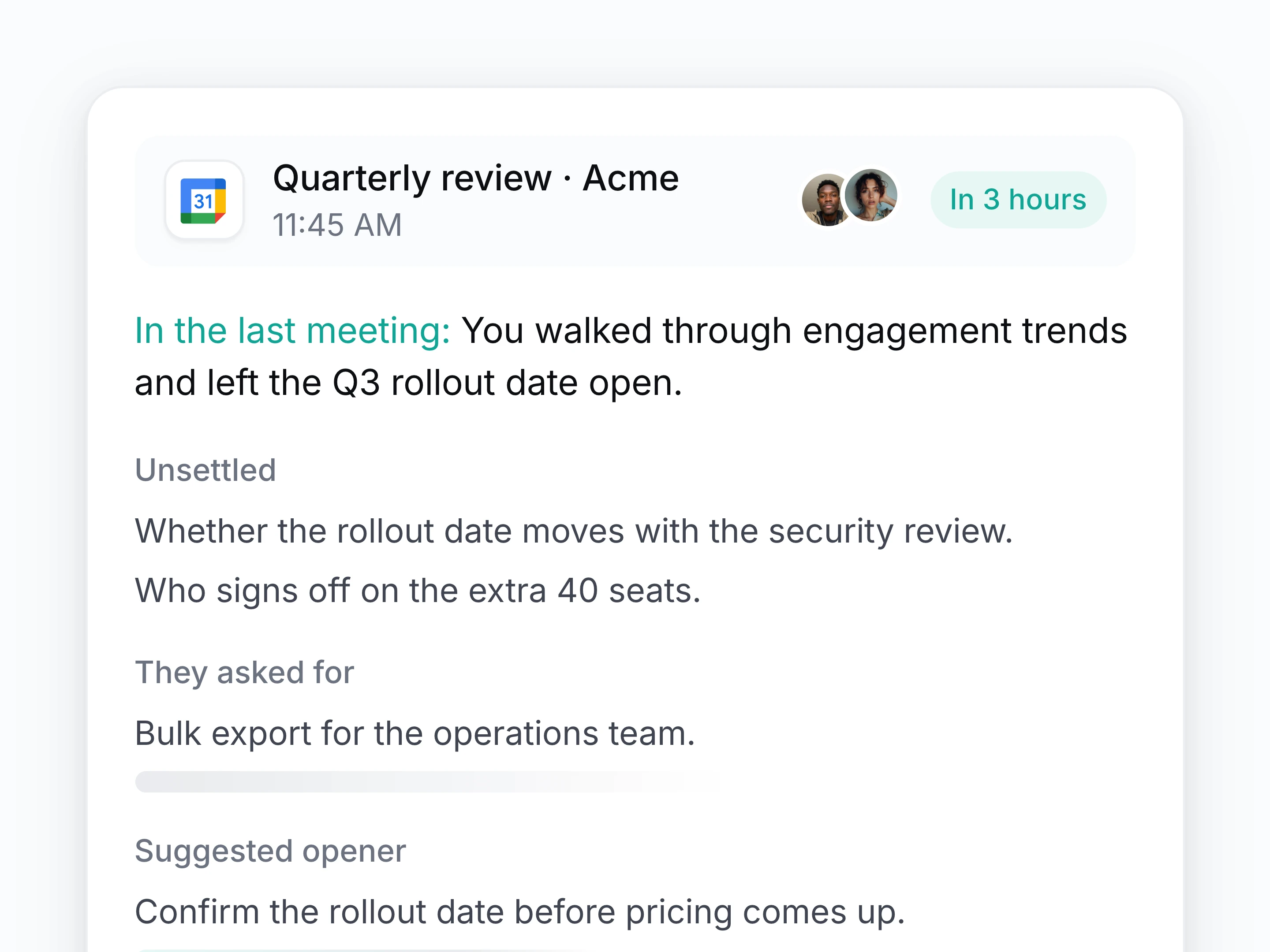 Meeting prep